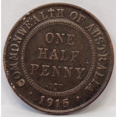 AUSTRALIA 1915 H . HALF 1/2 PENNY . KEY DATE